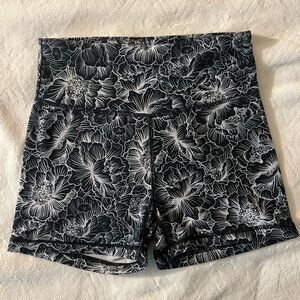 Black and white floral print shorts
